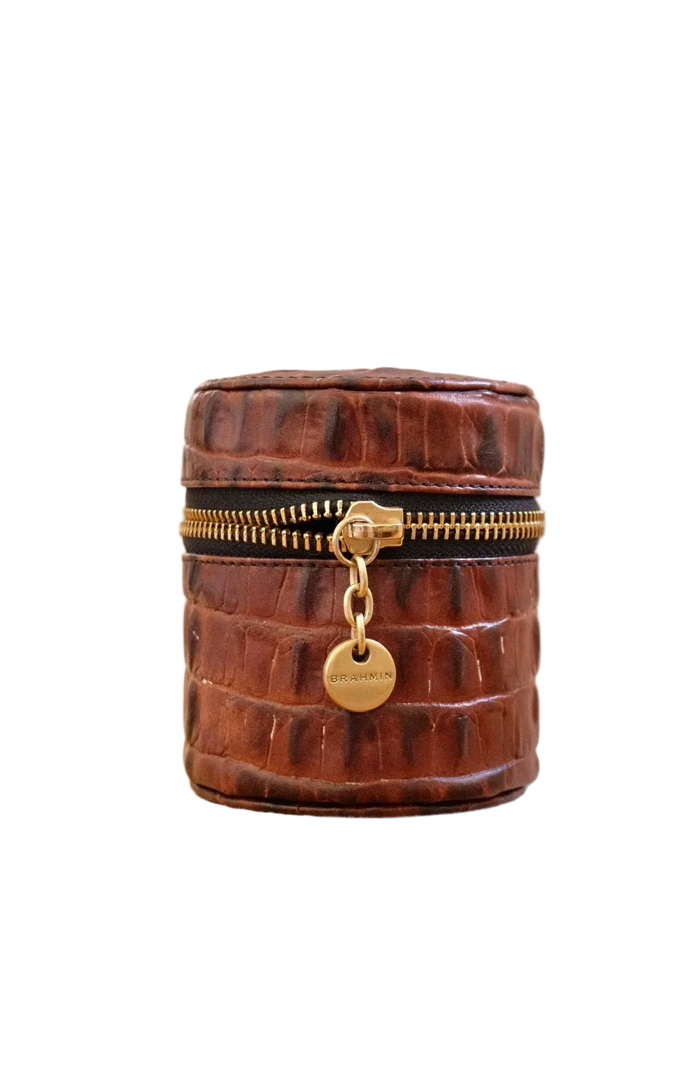 Brahmin Genuine Leather Travel Jewellery Case – Brown Croc Embossed