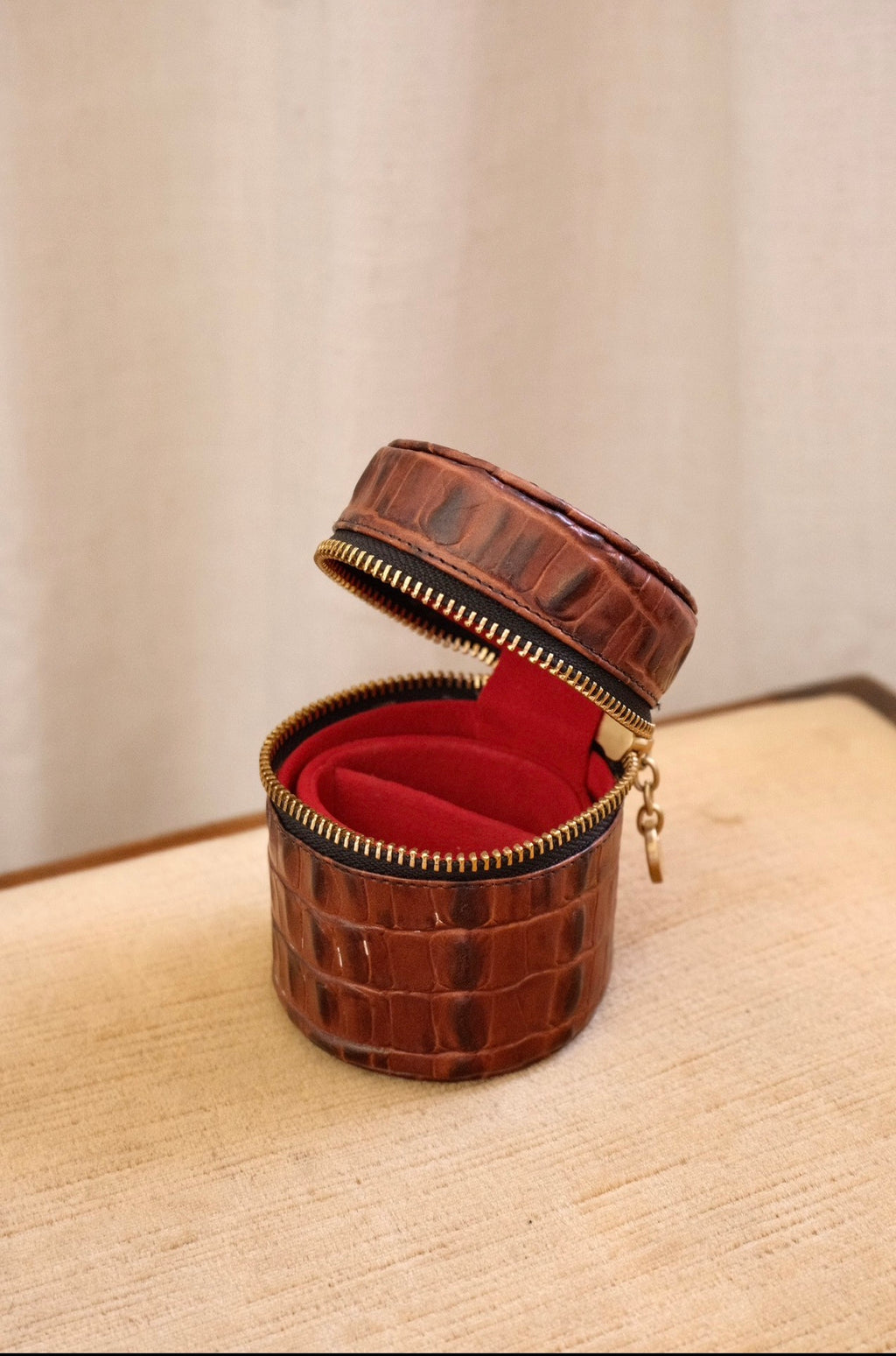 Brahmin Genuine Leather Travel Jewellery Case – Brown Croc Embossed